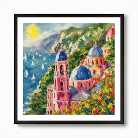 Amalfi Coast Impressions Sunny Day In Vibrant Oil (3) Art Print