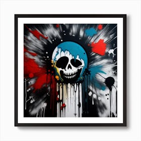 Skull With Paint Splatters Art Print