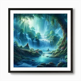 Waterfall In The Forest 68 Art Print