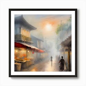 Firefly A High Detailed Abstract And Stylized Minimalist Indonesia Food Street Hawker Alley With Mis Art Print