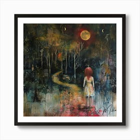 Fairy Tale Child on Forest Path Art Print