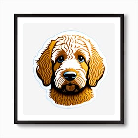 Cute Golden Doodle Face Die Cut Sticker Art Print