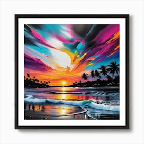 Sunset At The Beach 26 Art Print