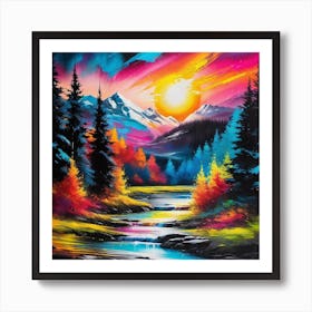 Sunset In The Mountains Art Print