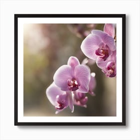 A Blooming Orchid Blossom Tree With Petals Gently Falling In The Breeze Art Print