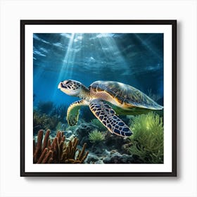 Sea Turtle In The Sea Art Print