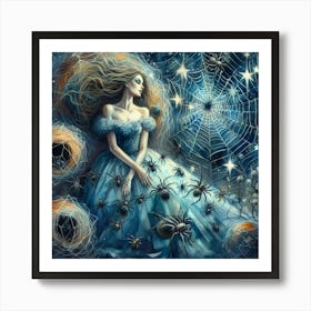 Girl In A Blue Dress Art Print