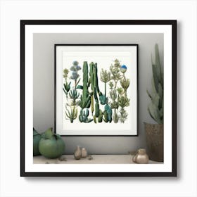 Cactus Print Jardin Majorelle, Morocco Vintage Botanical Art Print Art Print