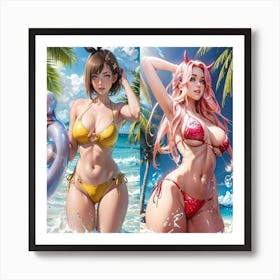 Two Girls In Bikinis 3 Art Print