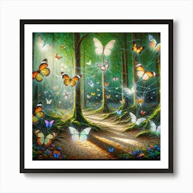 Butterflies In A Forest Art Print