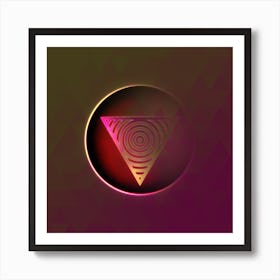 Geometric Neon Glyph on Jewel Tone Triangle Pattern 472 Art Print