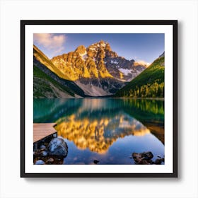 Mountain Lake At Sunrise Art Print