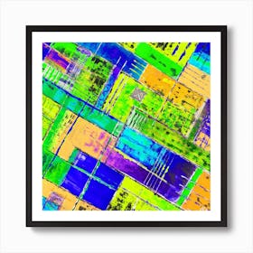 Abstract Colorful Diagonal Patch Work Art Print