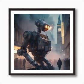 Robot On A City Street 3 Art Print