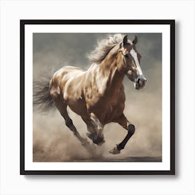 Horse Running In The Dust Art Print