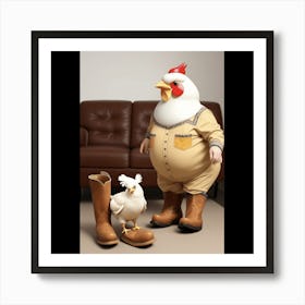 Chicken And Cowboy Art Print