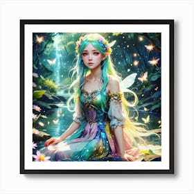 Moonlit Serenade: The River Fairy's Enchantment Part 3 Art Print