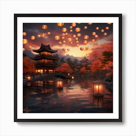 Asian Lanterns Art Print