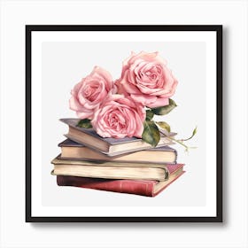 Roses On Books 9 Art Print