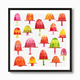 Watercolor Orange and Pink Jellies on Plates Art Print