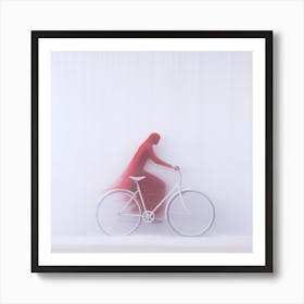 Woman Riding A Bicycle Art Print