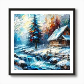 Oil Texture Log Cabin 2 Art Print