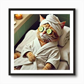 Cat Spa Day 4 Art Print