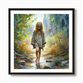 Little Girl In The Woods 1 Art Print