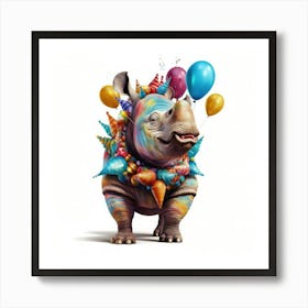 Rhino - Birthday Party Art Print