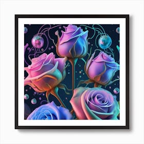 Abstract Painting Magical Organic Roses 4 Art Print