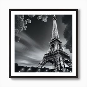 Eiffel Tower In Black And White 9 Art Print