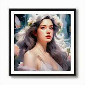 Beautiful Girl With White Hair Art Print