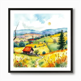 Watercolor Of The Countryside Art Print