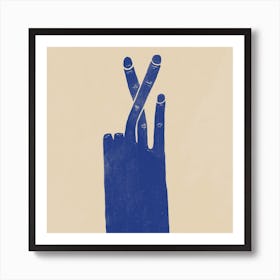Fingers Crossed, Blue Art Print