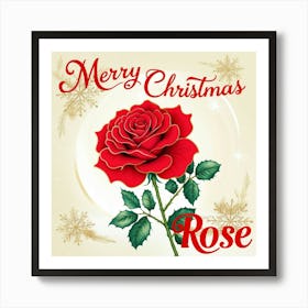 Merry Christmas Rose 1 Art Print