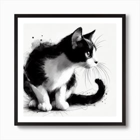 Black And White Cat Canvas Print Art Print