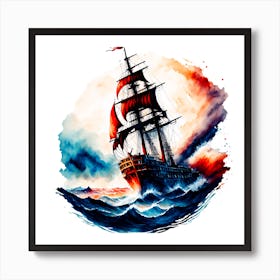 Ship In The Sea 3 Art Print
