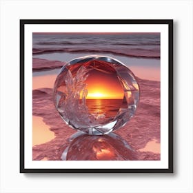 Vivid Colorful Sunset Viewed Through Beautiful Crystal Glass Mirrow, Close Up, Award Winning Photo (1) Art Print