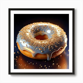 Firefly Whimsical 3d Porcelain Donut With Gold Sprinkles And Ethereal Glow 59265 Affiche