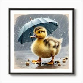 Duck In The Rain 8 Art Print