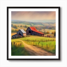 Barns In The Countryside Art Print
