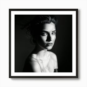 Black And White Digital Painting Person With Mystique Face Bathed In Soft Shadows And Highlighted Art Print