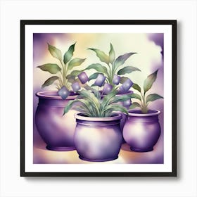 Potted Purple Creative Plants. Art Print