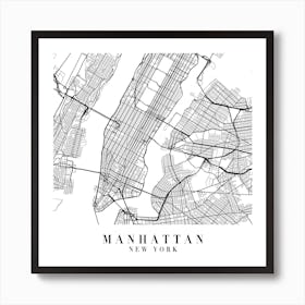 Manhattan New York Street Map Minimal Square Art Print