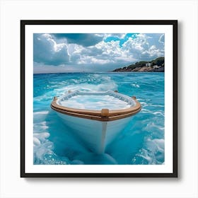 Small Boat In The Ocean Art Print