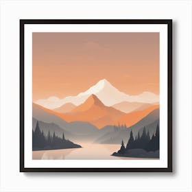 Misty mountains background in orange tone 112 Art Print