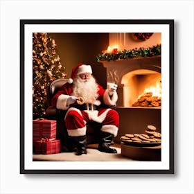 Santa Claus Sitting In A Chair Art Print