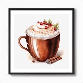 Coffee Cup With Whipped Cream And Cinnamon Art Print