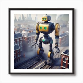 Robot On Train Tracks 4 Art Print