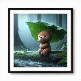 Teddy Bear In The Rain 1 Art Print